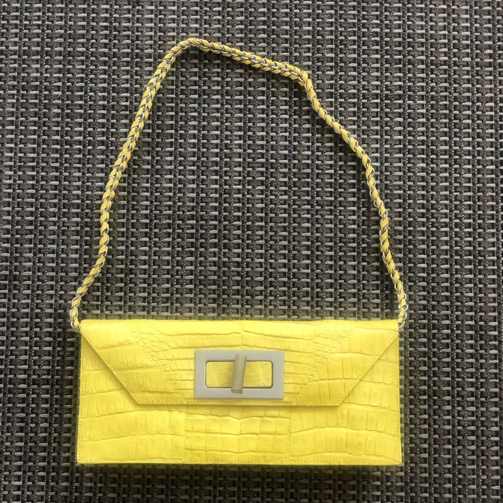 Paola Dangond Envelope yellowclutch  bag Genuine crocodile Excellent condition